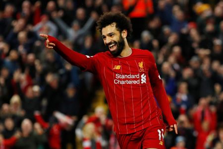 Mohamed-Salah celebrating after scoring a goal